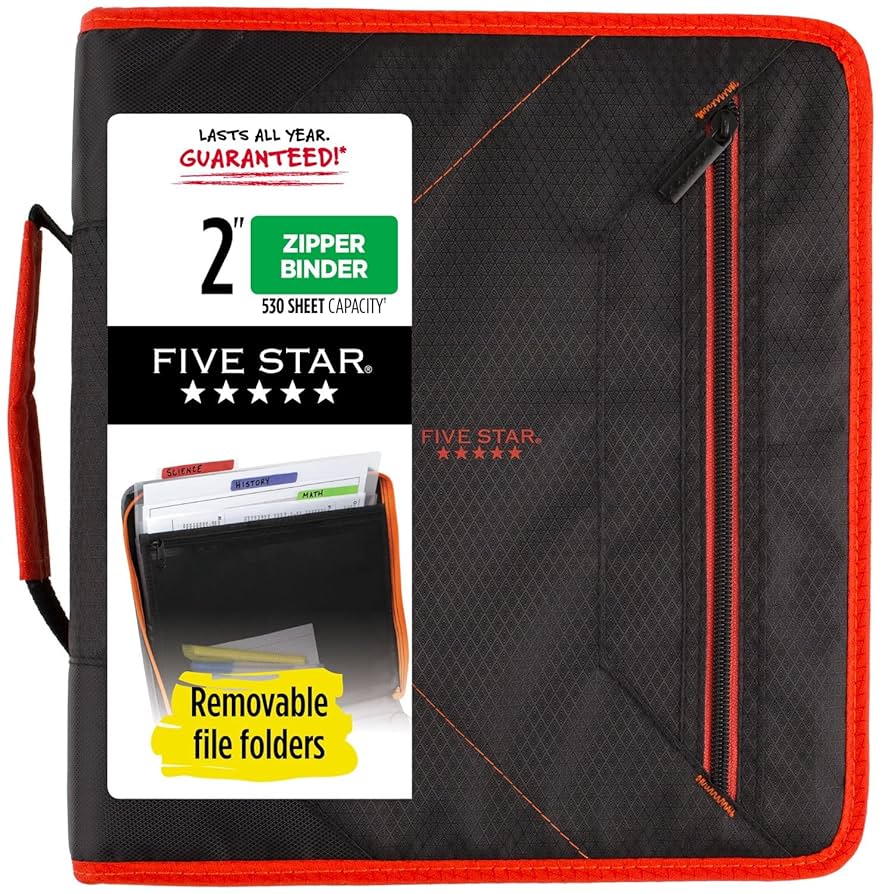 Amazon.com : Five Star Zipper Binder, 2 Inch 3-Ring Binder